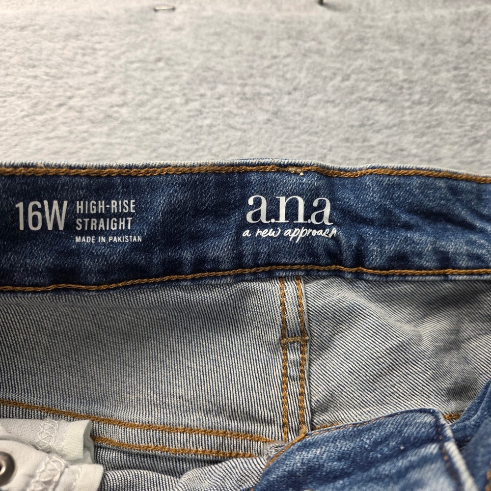 a.n.a High Rise Straight Leg Jeans Womens 16W Raw Hem Recycled Cotton - Picture 5 of 11
